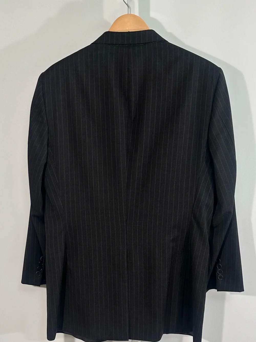 Brooks Bros 1818 Madison Pinstripe Wool Blazer 43R Black Estrato Tollegno Italy